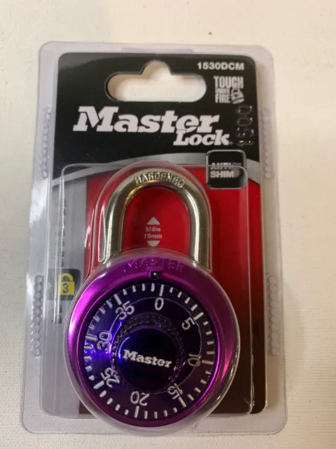 Master Lock Metalic Purple Dial Combination Padlock No. 1530DCM New Made In USA