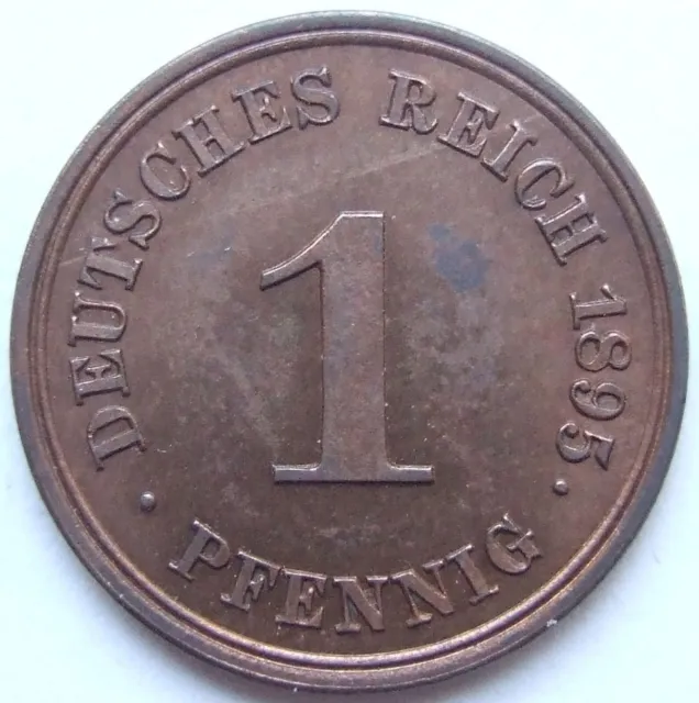 Moneta Reich Tedesco Impero Tedesco 1 Pfennig 1895 E IN Uncirculated Di EA