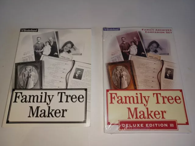 Broderbund Family Tree Maker #1 & Deluxe Edition#3 Family Archives Companion Set