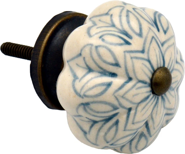 1x Gris 4.5cm Floral Céramique Bouton de Tiroir Armoire Poignées de Porte