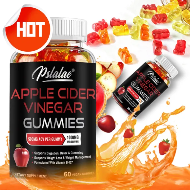 Apfelessig Gummis 1000mg – Unterstützen Gewichtsverlust,Entgiftung Und Reinigung