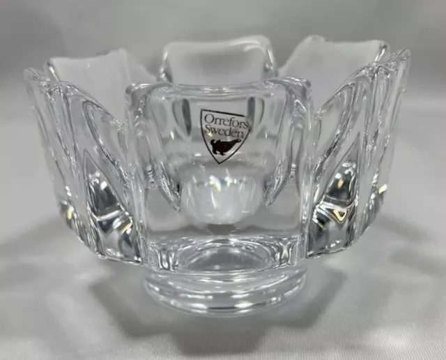 Orrefors CORONA by Lars Hellsten Small Crystal Bowl Signed 4-1/2"