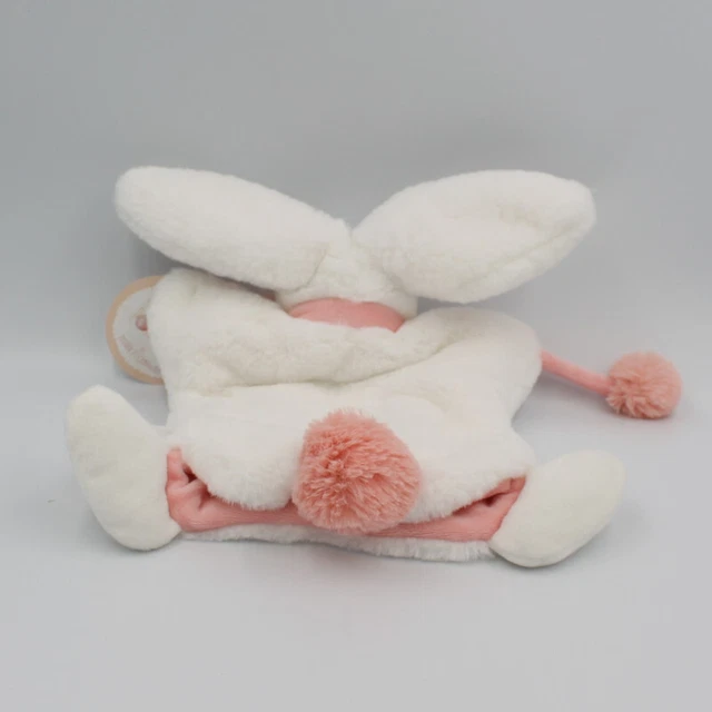 Doudou et Compagnie plat marionnette lapin blanc rose clair Pompon - 26931 2