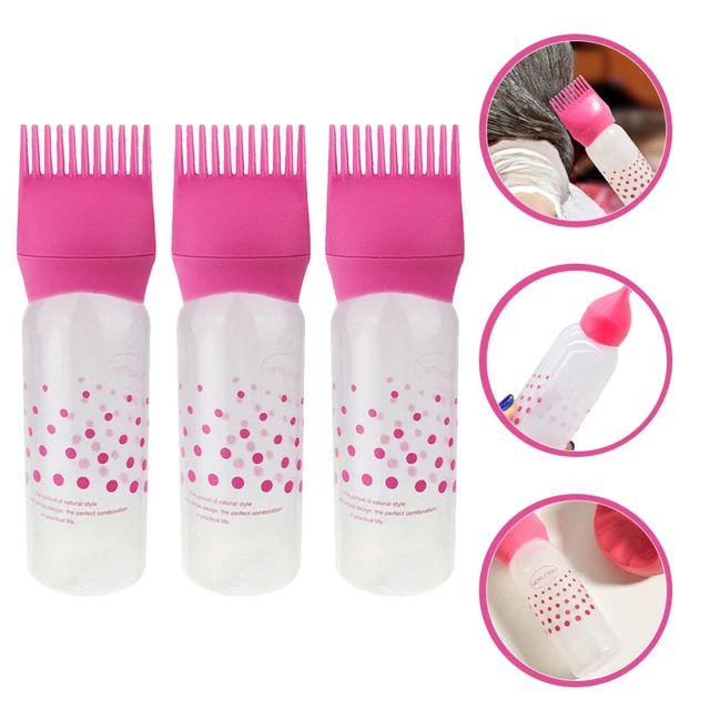 3 un. Aplicador de coloración del cabello peine de raíz botella peine de aceite para cabello moribundo