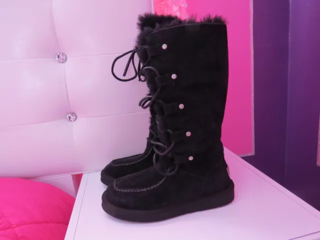 Ugg 1007701 Appalachin Lace Up Boots Water Resistant Black Suede -Us 5 Nib