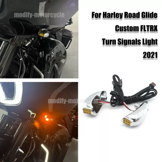 LED Front Faring Turn Signals light For Harley Road Glide Custom FLTRX 2015-2020