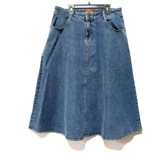 eShakti Womens Size XL 16 Flare Denim Jean Skirt Knee Length