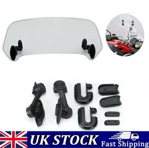 Clear Motorcycle Windshield Clip Extension Spoiler Wind Deflector Adjustable UK