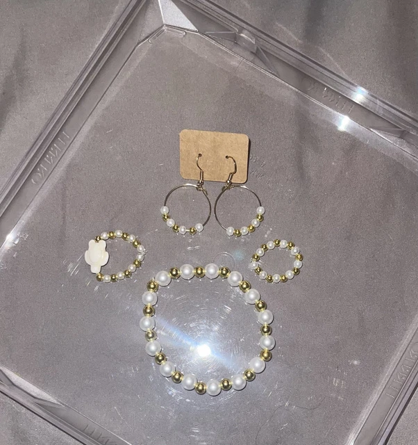 handmade jewelry set of 4 bracelets earrings 1 rings 2 pearls