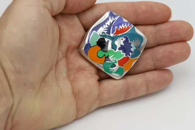 Arte Ispirato Smalto Collana Argento Sterling Prodotto IN Italia Famosa Artista