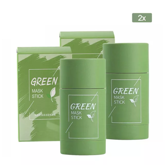 1/2x Green Tea Cleansing Mask Facial Stick Oil Acne Control Blackhead Deep Clean