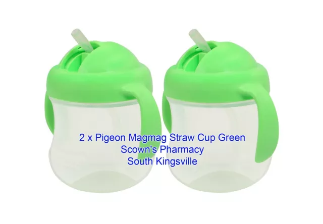 2 x Pigeon Magmag Straw Cup Green Step 3 Cup For 8+ Months Baby