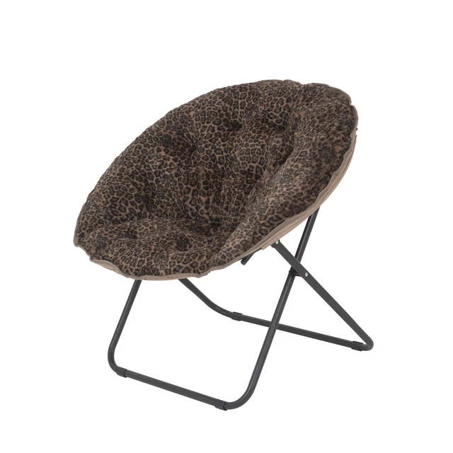 Plush Faux Fur Saucer Chair, Cheetah