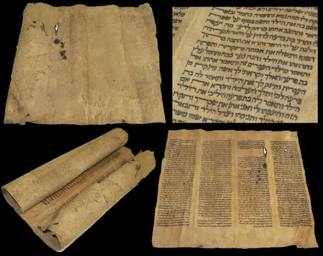 Torah Bible Vellum Manuscript Fragment 200-250 Years Old From Morocco