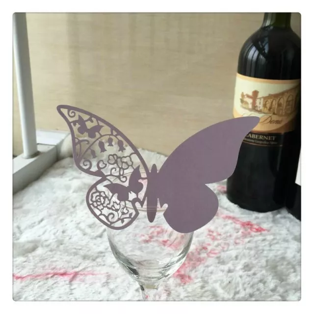 50x Butterfly Table Mark Laser Cut Wine Glass Name Place Card Wedding Chic Decor