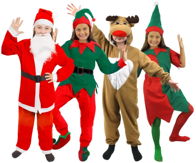 Christmas Costume Elf Santa Reindeer Girls Xmas Fancy Dress Choose Little Helper