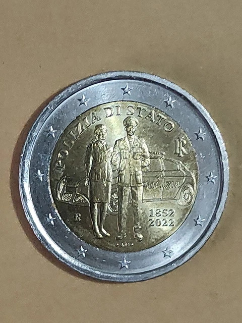Pièce De 2 Euros Polizia Di Stato Avec Erreurs De Frappe – Rare Collection Numismatique