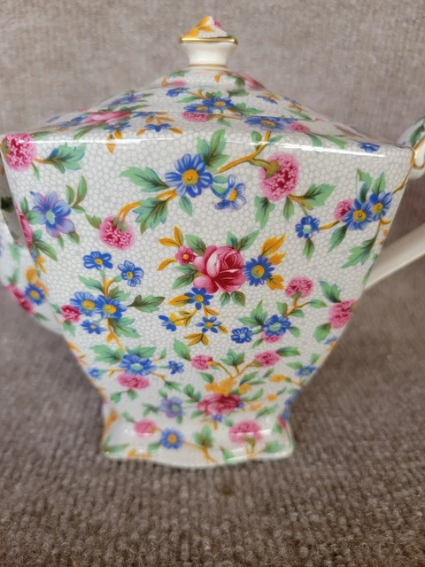 Vtg. Royal Winton Grimwades LTD OLD COTTAGE CHINTZ Teapot Excellent England 2