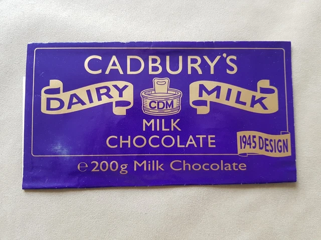 VINTAGE CADBURY'S DAIRY Milk Chocolate Bar Wrapper 1945 1995 £3.84 ...