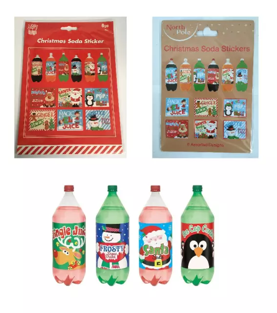 Christmas Soda / Pop Bottle Stickers *Choose Your Design* Perfect For Parties