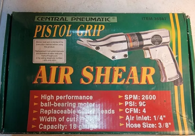 CENTRAL PNEUMATIC Pistol Grip Air Shears cut through metal, Aluminum, Plastic