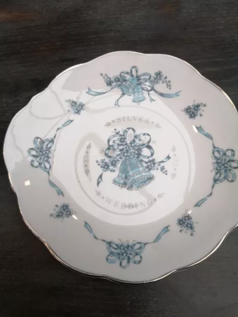 Silver Wedding Anniversary 25th 8" PLATE Crown Staffordshire