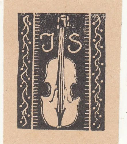 Exlibris Bookplate Holzstich Adolf Kunst 1882-1937 Geige