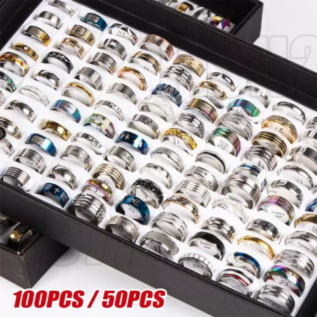 100Pieces Mix Lot Stainless Steel Rings Wholesale Men Women Fashion Jewelry lot 3