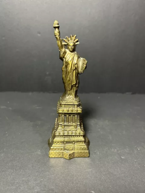 Vintage Statue Of Liberty Cast Aluminum Desktop Paperweight Bronze Color