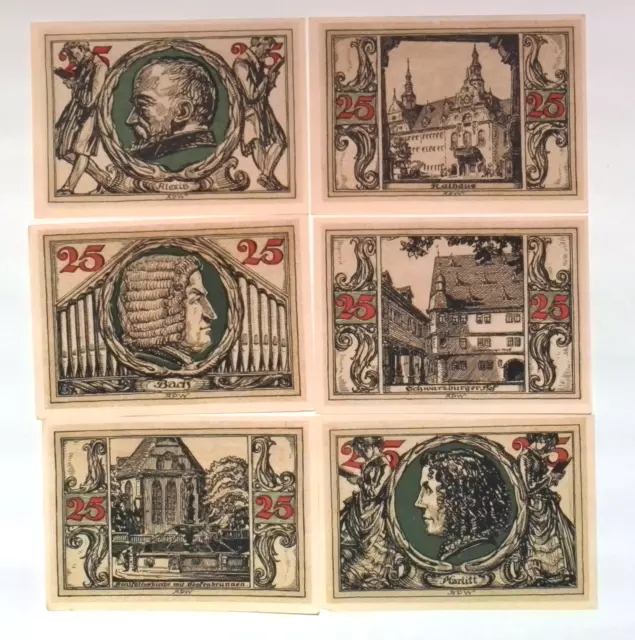 1921 Germany URNSTADT 25 Phennig Banknote / Notgeld Set