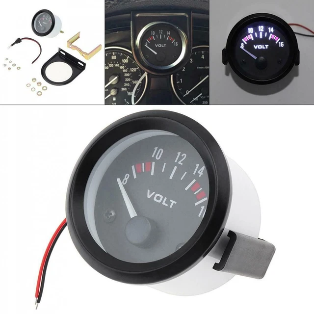 Voltmètre DEL 52mm Pour Voiture/moto - Plage 8-16V, Tension 12V, Couleur Orange Vif