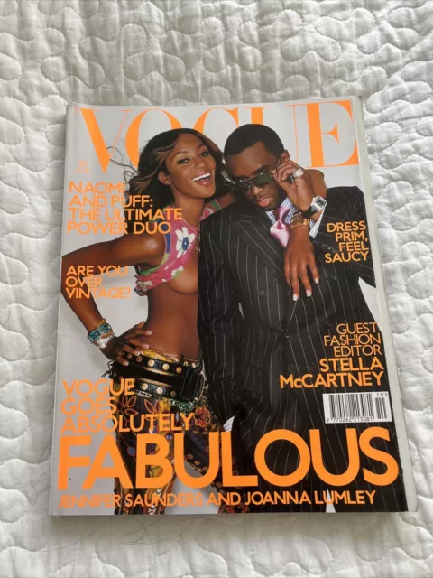 VOGUE MAGAZINE UK OCTOBER 2001 - Naomi Campbell & Puff Daddy - KATE MOSS - RARE