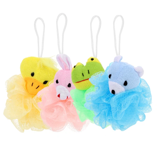 4 piezas Boda corporal única de diseño animal de dibujos animados para niños pequeños usan bola de baño suave
