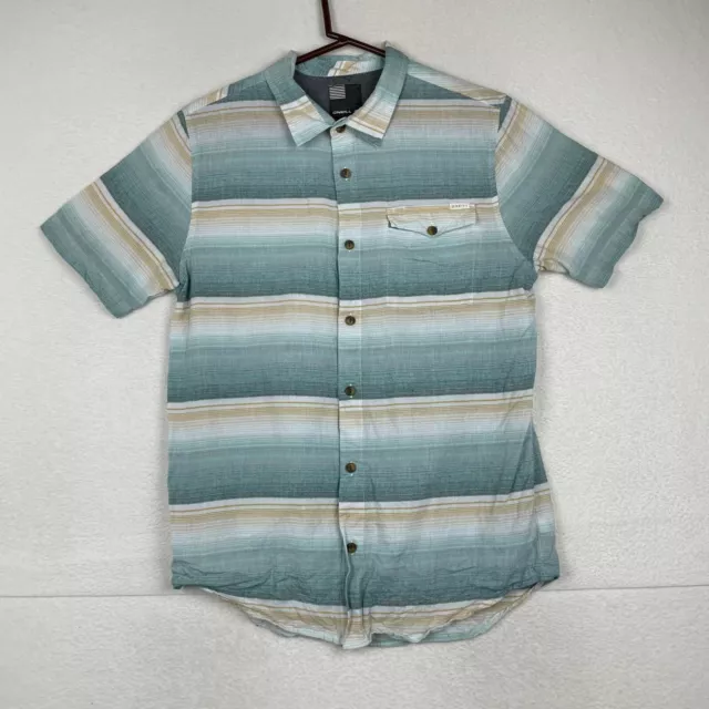 O'Neill Shirt Adult Medium Button Up Pocket Striped Short Sleeve Cotton Mens