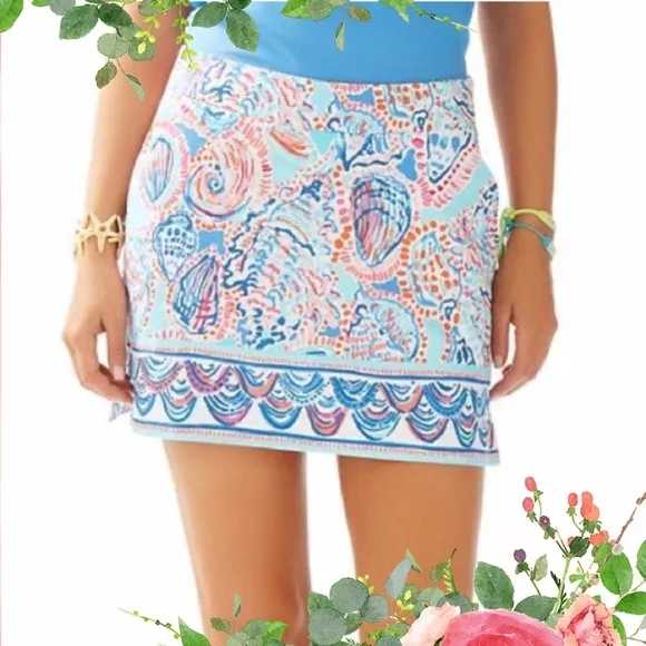 New Lilly Pulitzer MARIGOLD SKORT Skirt SHELL Me About it Engineered Blue Pink 2