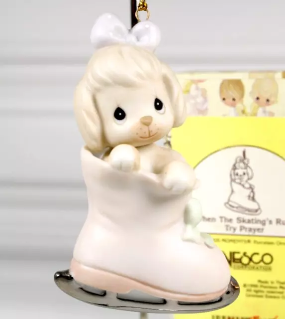 Precious Moments When The Skatings Ruff Try Prayer Porcelain Ornament Vintage 96