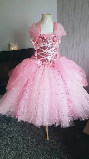 Pink Fairytale handmade luxury Organza sparkle tutu dress Girls