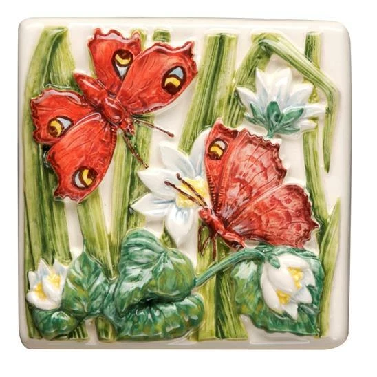 Victorian Art Nouveau Vintage Kitchen Ceramic Tile Rare Reproduction Majolica