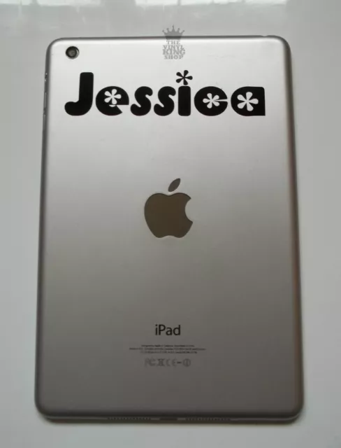 iPad Mini Personalizado Nombre Personalizado Pegatina Vinilo Calcomanía Flor Niños Tablet Niños