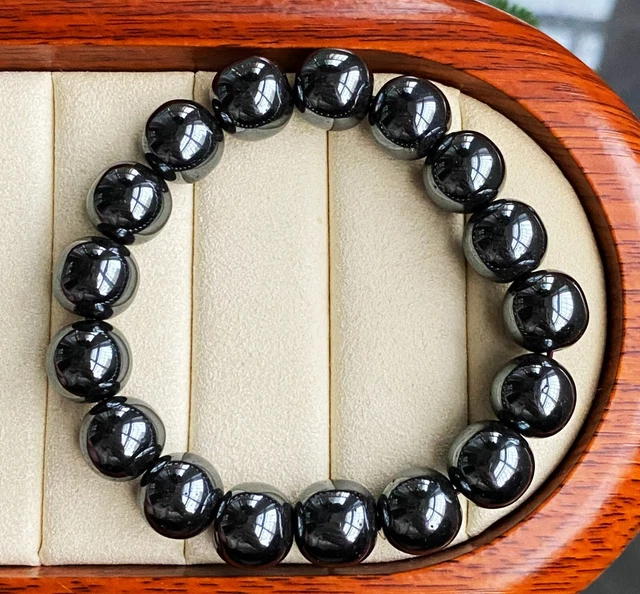 11.8mm Natural White Terahertz Wave Gemstone Beads Bracelet