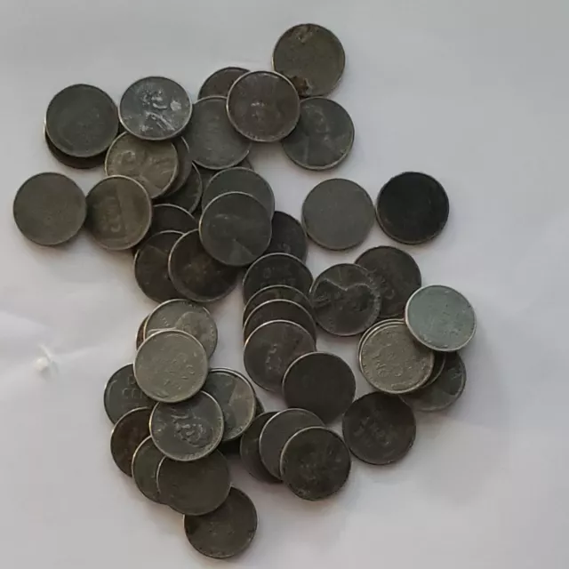 1943-P Steel Lincoln Wheat Cent Penny  Roll 50-Coins Circulated Condition