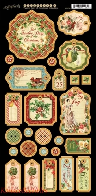Hoja decorativa de aglomerado gráfico 45 12 días de Navidad #1 troquelados 6""X12
