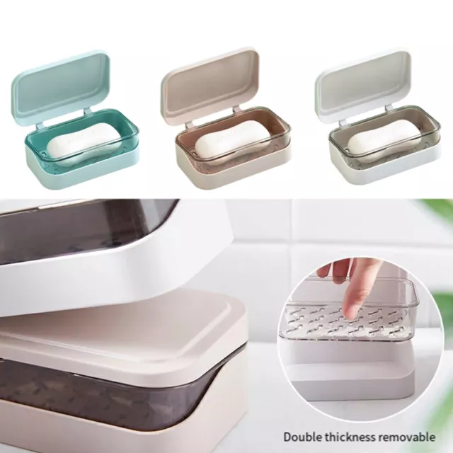 Caja De Jabón Portátil Contenedor De Soporte Para Maleta Accesorios De Baño < 3