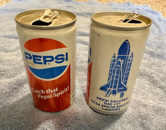 Two Vintage Pepsi Soda Cans, 1st NASA space shuttle landing 1981