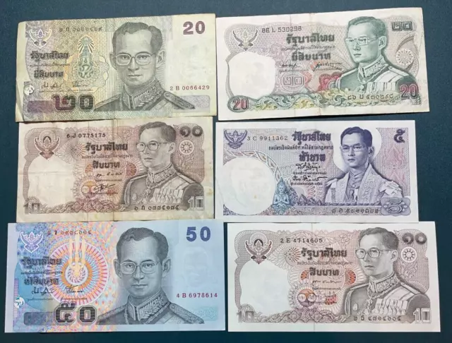 Thailand banknotes 6 pieces set collection  LOT +53