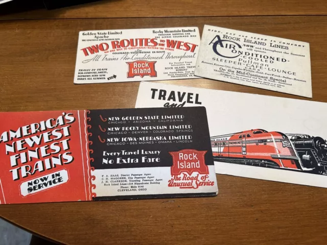 Lot Of Rock Island Railroad Advertising Blotters “Route Of Unusual Service”