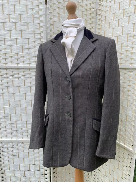 Ladies Size 38/UK 14 Shires Huntingdon Green/Navy/Gold Wool Tweed Show Jacket