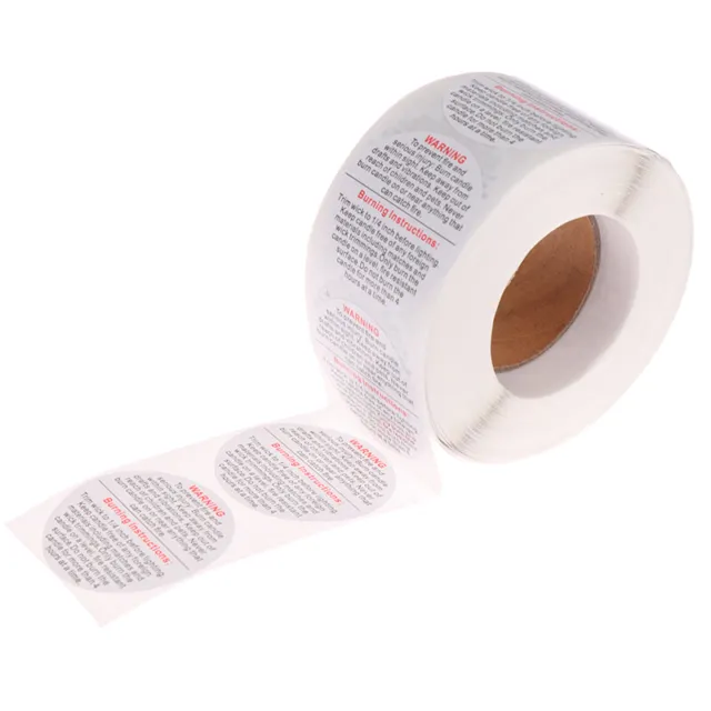 500pcs/roll Candle Safety Warning Labels Candle Jar Sticker Round Wax .K_