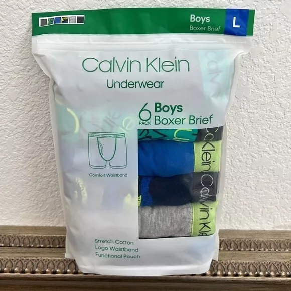 New Calvin Klein Boys' Youth Boxer Briefs, 6-pack UNDERWEAR SHORT S M L XL 3