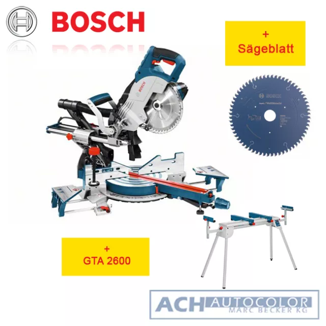 Bosch Scie à Onglets GCM 8 SJL + GTA 2600 Châssis + Bois Circulaire 0601B19100